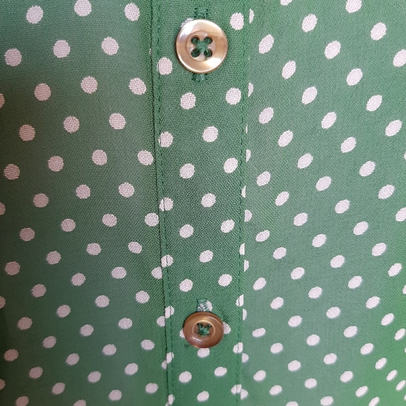 Boden - Feminine green sheer button down 3/4 sleeve blouse for women - Size: 12 - Picture 3 of 13